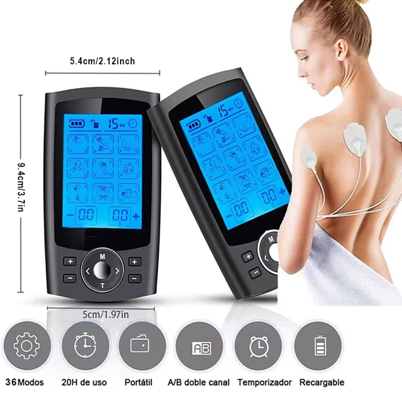 Tens Muscle Stimulator 36-Mode Electric EMS Acupuncture Body Massage Digital Therapy Slimming Machine Electrostimulator