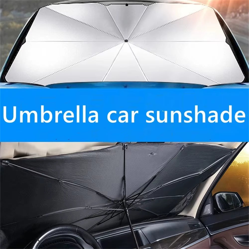 Rubber Sunshade Umbrella for Car Uv Protection Folding High Shading Car Umbrella Front Windshield High Shading Silver Sunshade