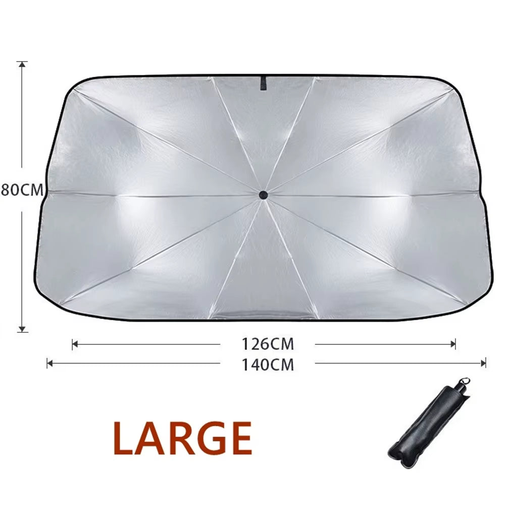 Rubber Sunshade Umbrella for Car Uv Protection Folding High Shading Car Umbrella Front Windshield High Shading Silver Sunshade