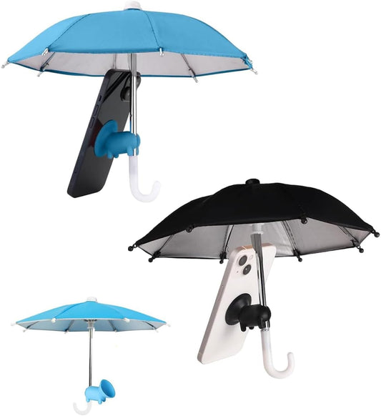 2 Piezas Paraguas Para Teléfono Celular, Paraguas Para Teléfono Para Sol Encantador Paraguas Para Pantalla De Teléfono Con Ventosa De Cerdito Paraguas Para Teléfono Sombrilla-Azul/Negro