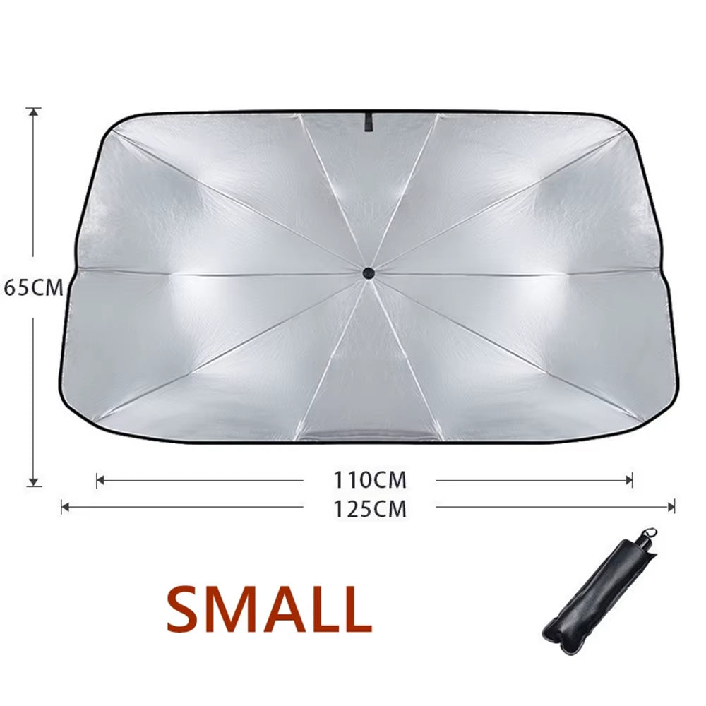 Rubber Sunshade Umbrella for Car Uv Protection Folding High Shading Car Umbrella Front Windshield High Shading Silver Sunshade